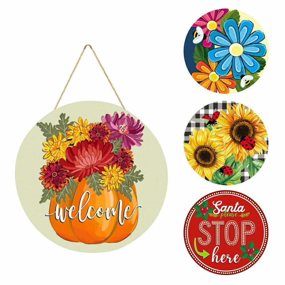 Plow & Hearth Vibrant Blooms and Holiday Cheer, 4-Season Interchangeable Door Decor