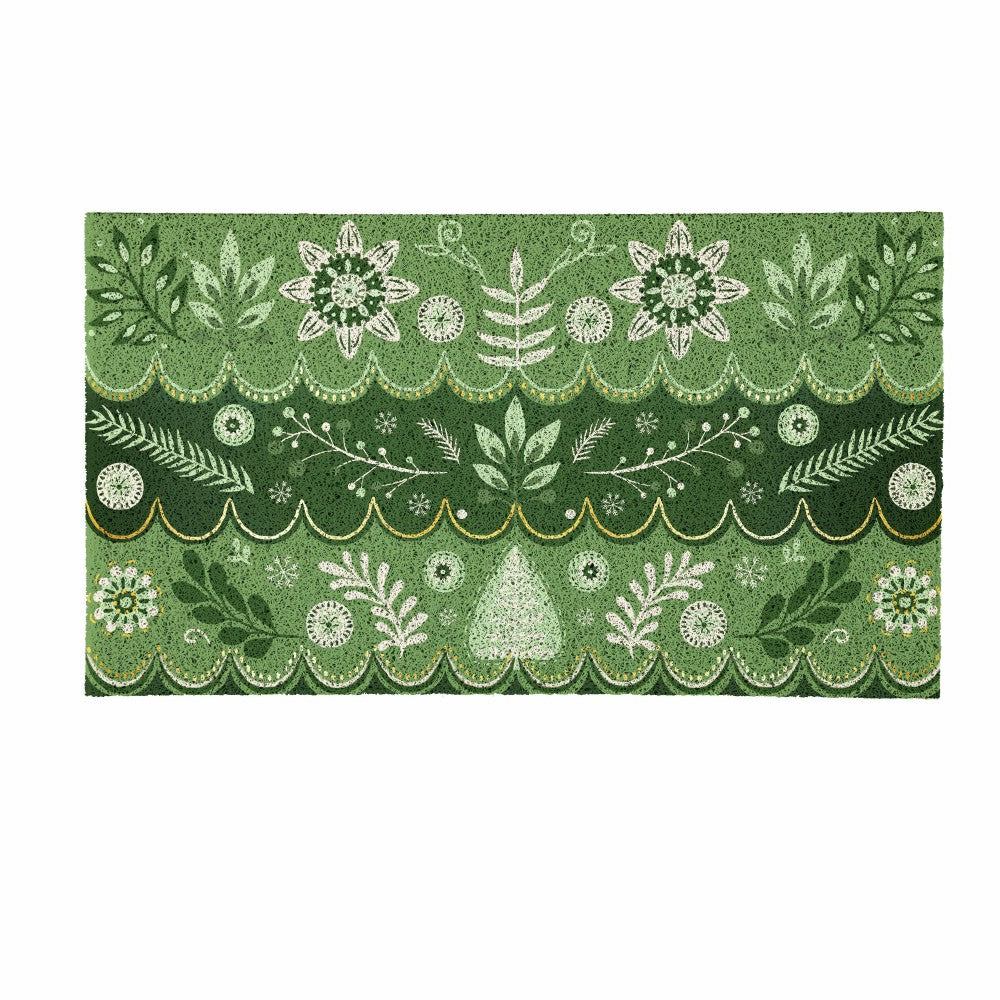 Plow & Hearth Shades of Green Scandi PVC Trapper Mat, 28"x16"