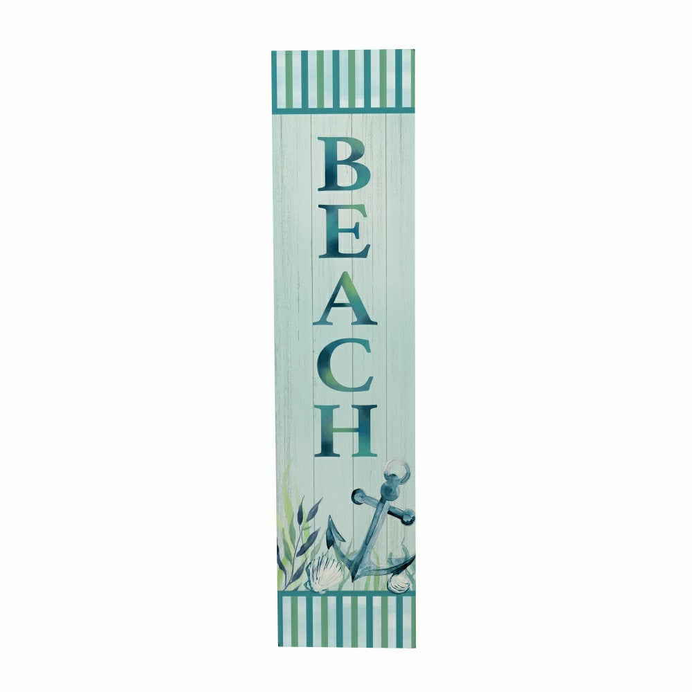 Plow & Hearth Blue Coastal Garden Decor, Porch Leaner, "BEACH", 10.75" L x 46" H