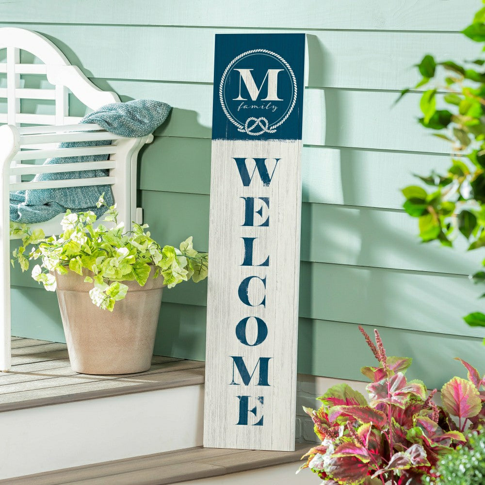 Plow & Hearth Coastal Porch Leaner Nautical Monogram 46" M
