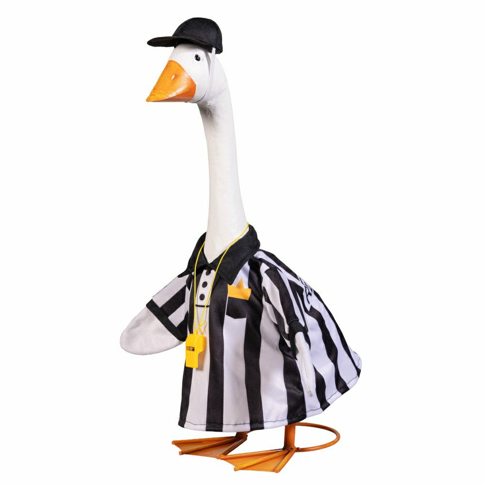 Plow & Hearth Giddy The Goose, Metal Porch Statue With Referee Outfit, 21"H