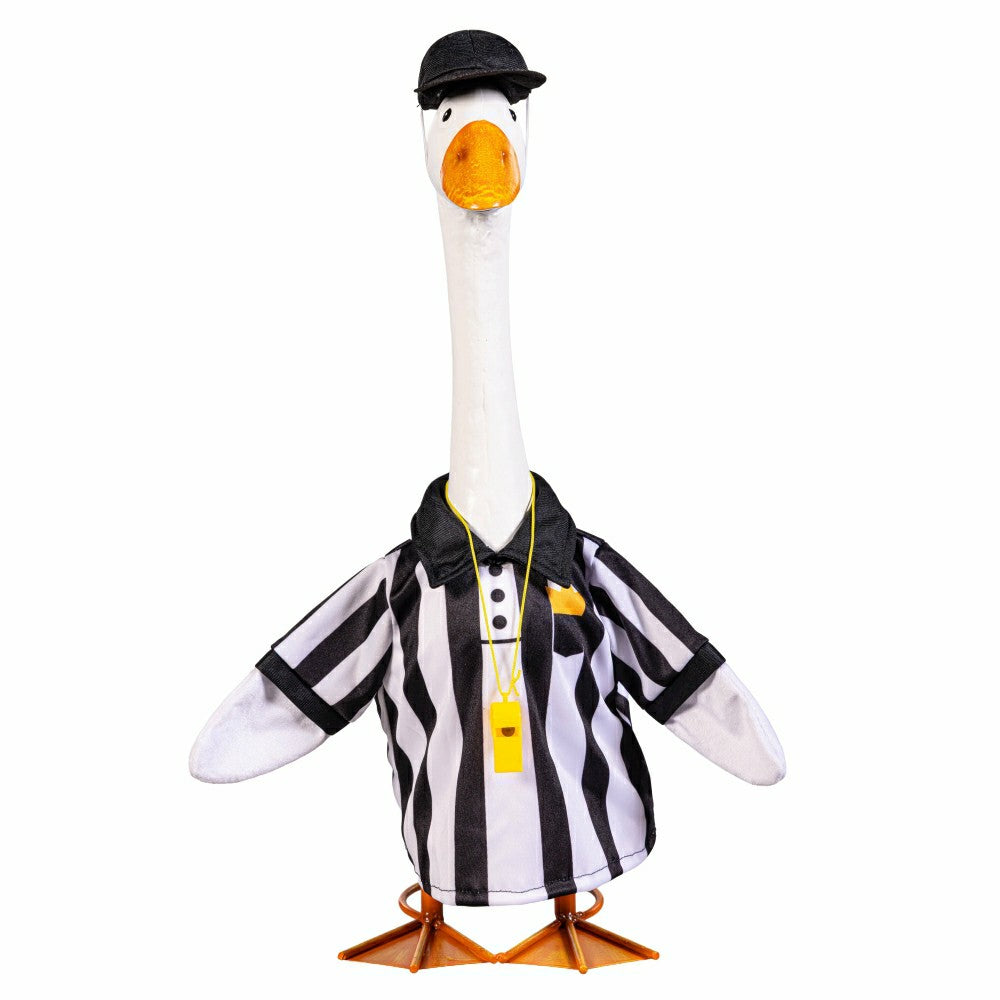 Plow & Hearth Giddy The Goose, Metal Porch Statue With Referee Outfit, 21"H