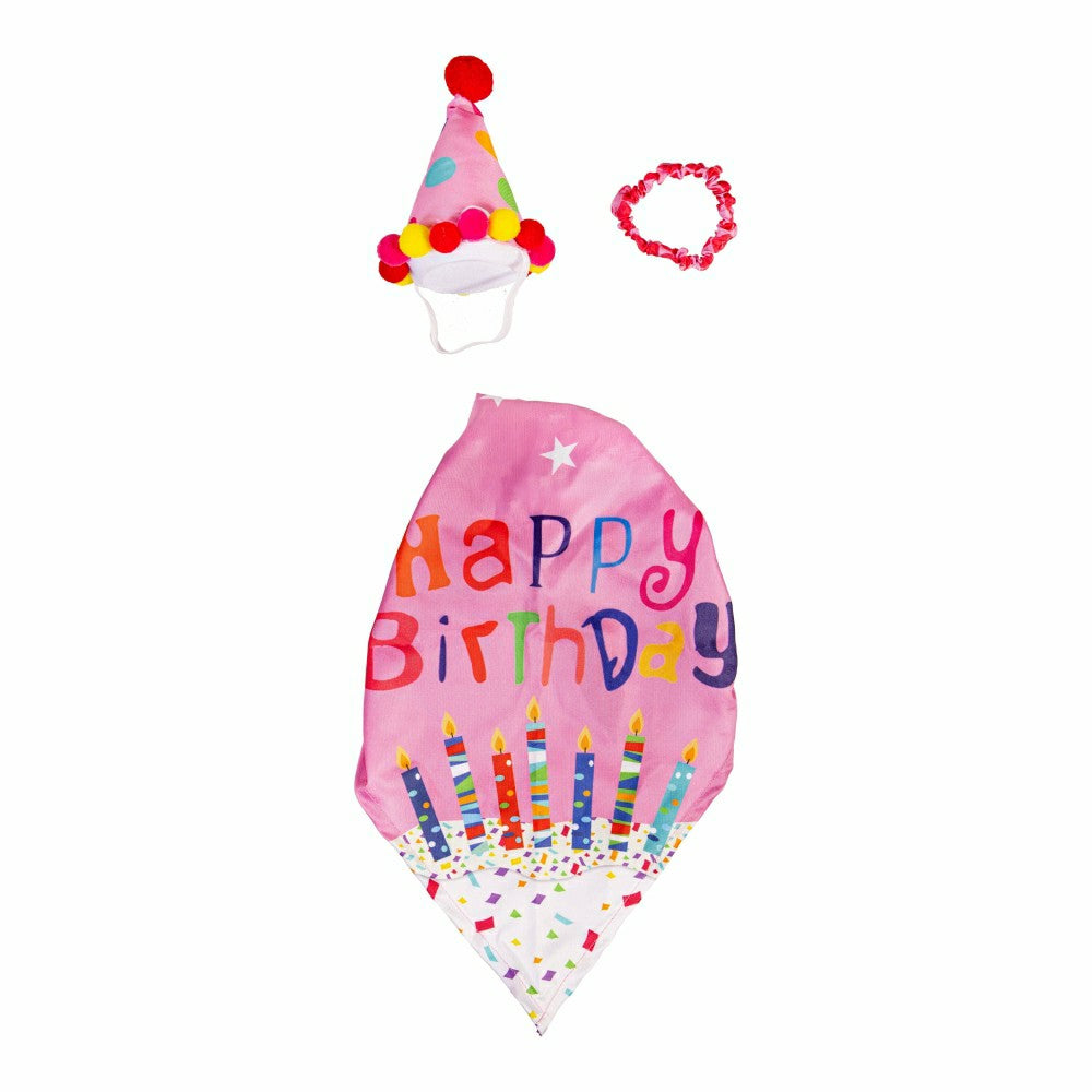 Plow & Hearth Giddy The Goose, Metal Porch Statue With Pink Birthday Outfit, 21"H