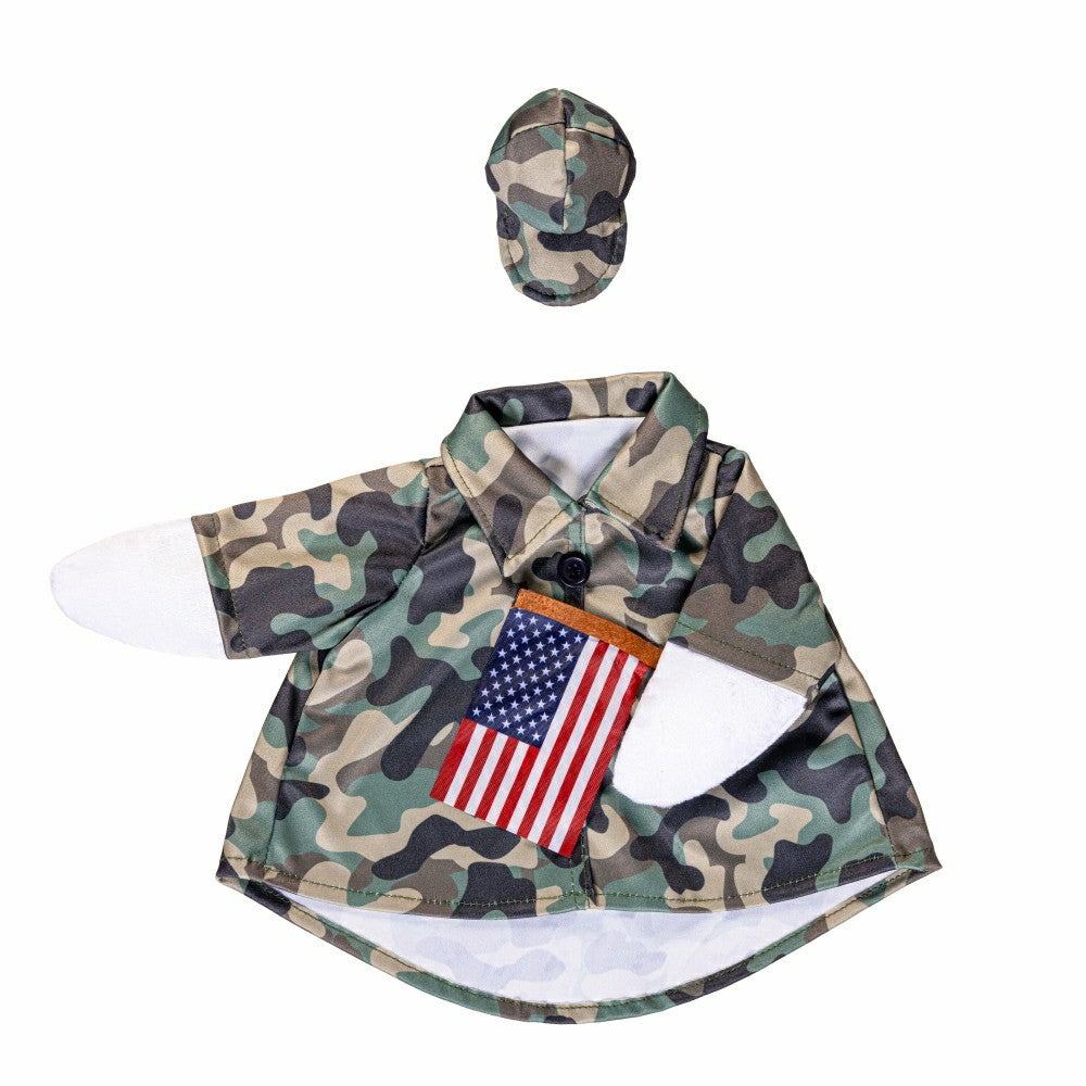 Plow & Hearth Giddy The Goose, Metal Porch Statue With Military Camo Outfit, 21"H