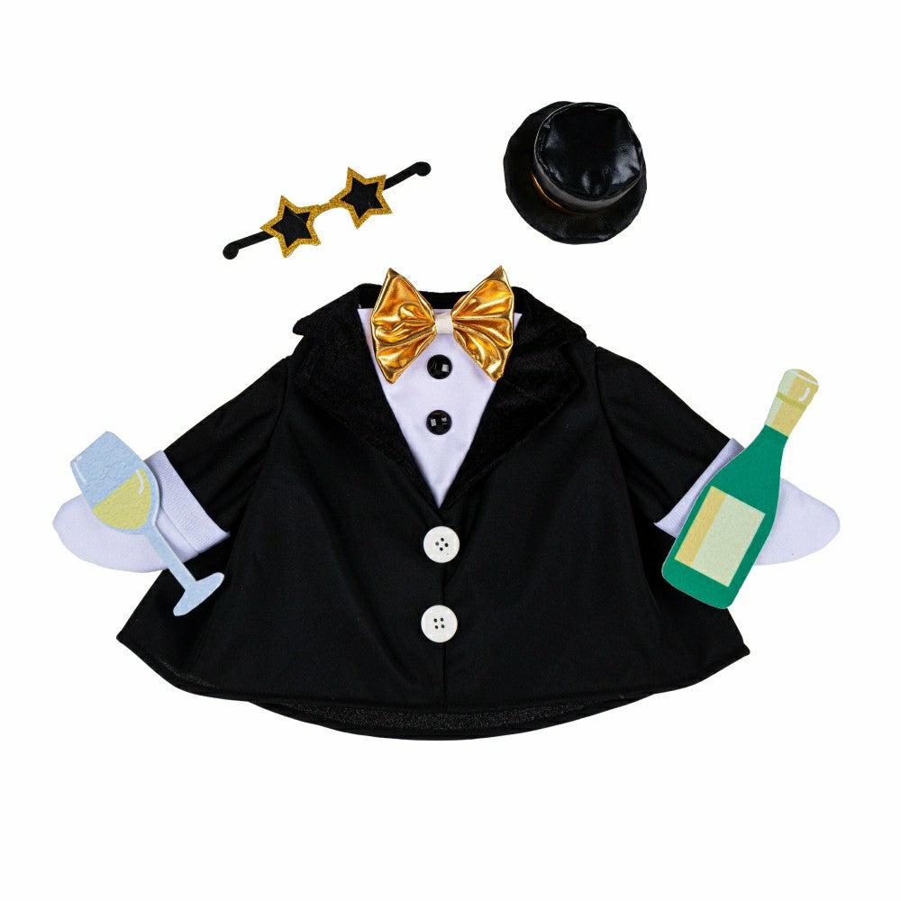 Plow & Hearth Giddy The Goose, Metal Porch Statue With Happy New Years Tux Outfit, 21"H
