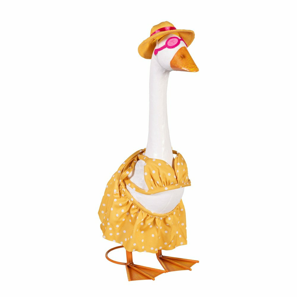 Plow & Hearth Giddy The Goose, Metal Porch Statue With Bikini Outfit, 21"H