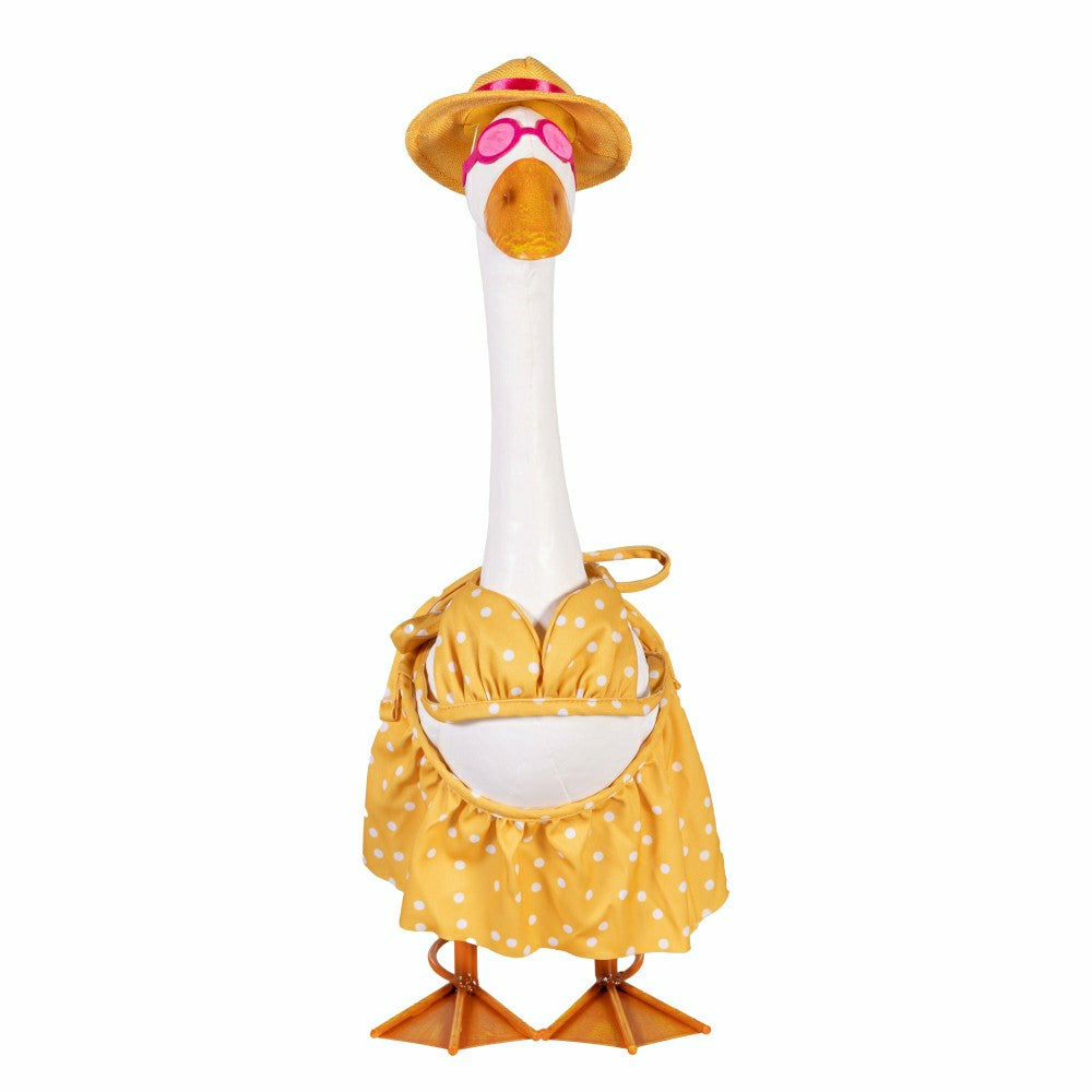 Plow & Hearth Giddy The Goose, Metal Porch Statue With Bikini Outfit, 21"H