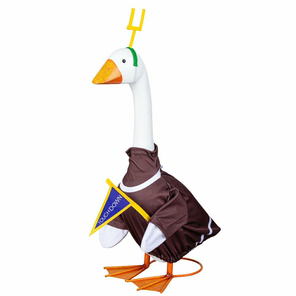 Plow & Hearth Giddy The Goose, Metal Porch Statue With Football Season Outfit, 21"H