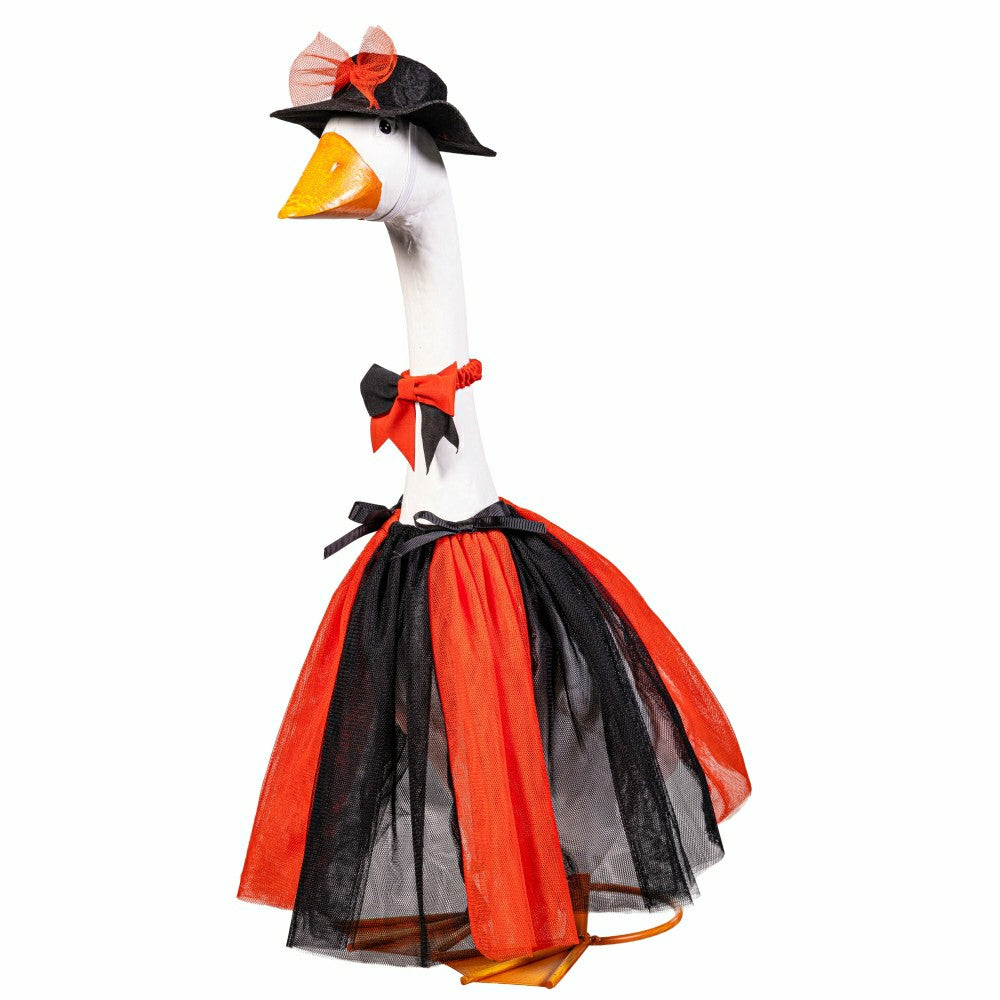 Plow & Hearth Giddy The Goose, Metal Porch Statue With Halloween Outfit, 21"H