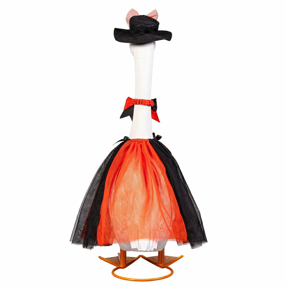 Plow & Hearth Giddy The Goose, Metal Porch Statue With Halloween Outfit, 21"H
