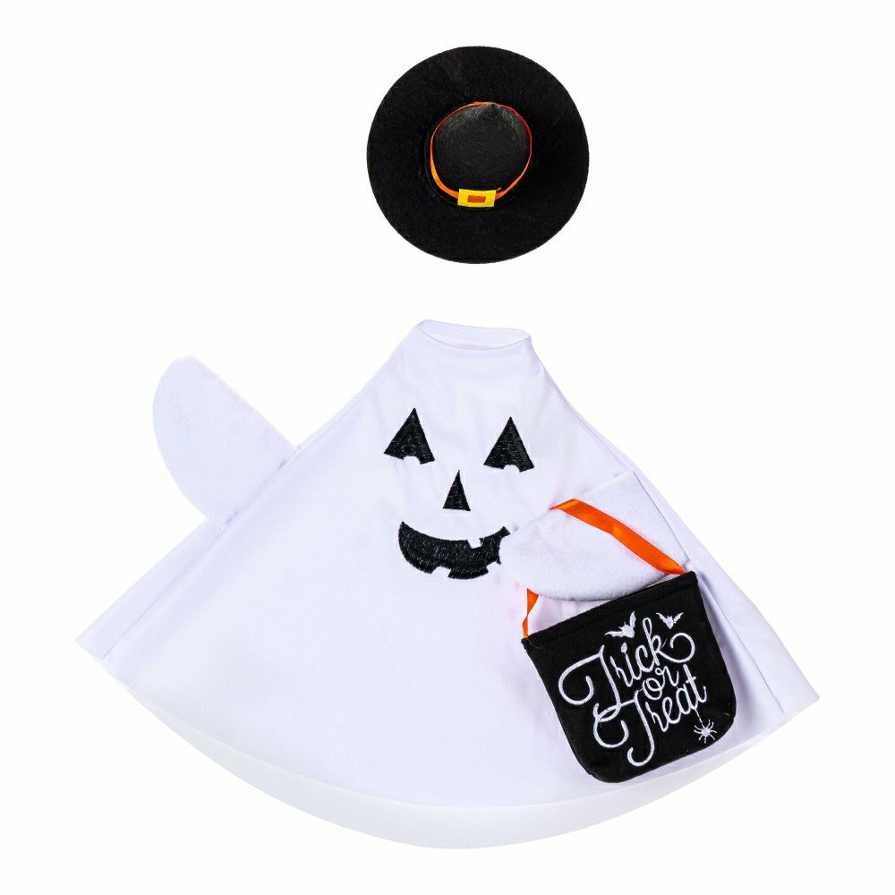 Plow & Hearth Giddy The Goose, Metal Porch Statue With Halloween Ghost Outfit, 21"H