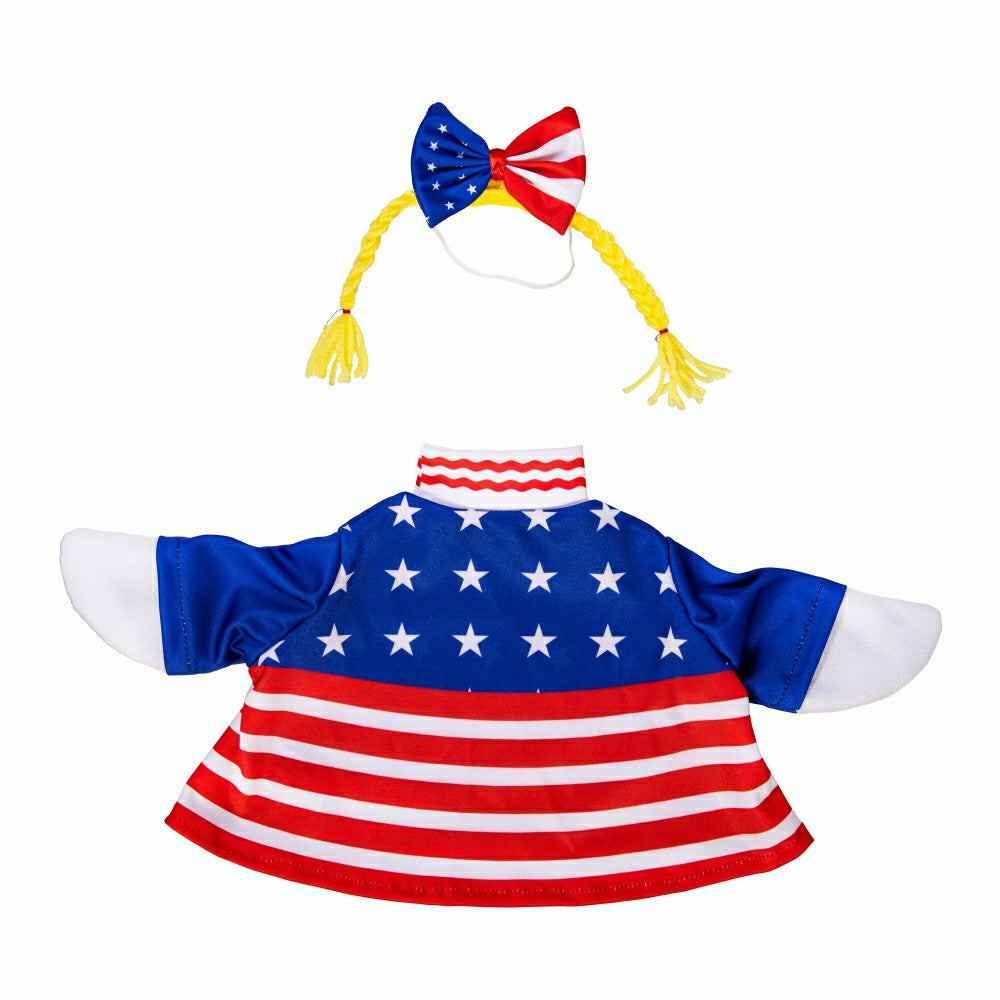 Plow & Hearth Giddy The Goose, Metal Porch Statue With Patriotic Girl Outfit, 21"H