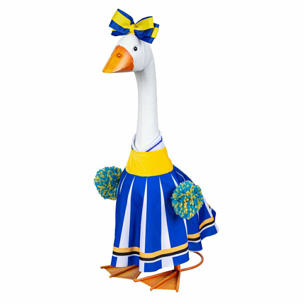 Plow & Hearth Giddy The Goose, Metal Porch Statue With Cheerleader Outfit, 21"H