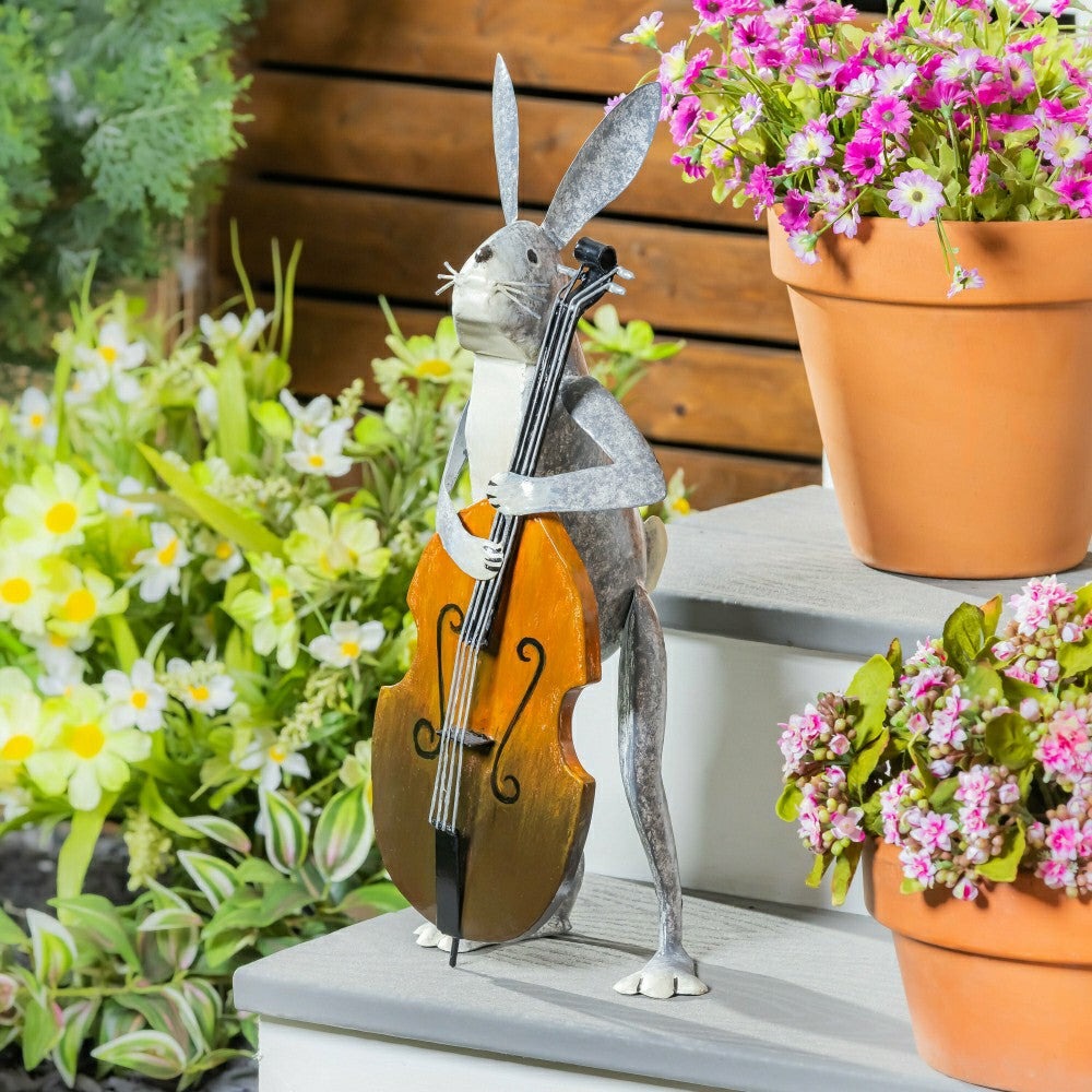 Plow & Hearth Bassist Rabbit Garden Statue