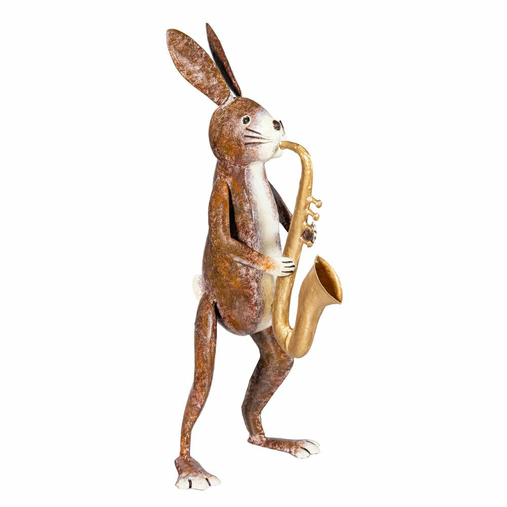 Plow & Hearth Saxophone Rabbit Garden Statue