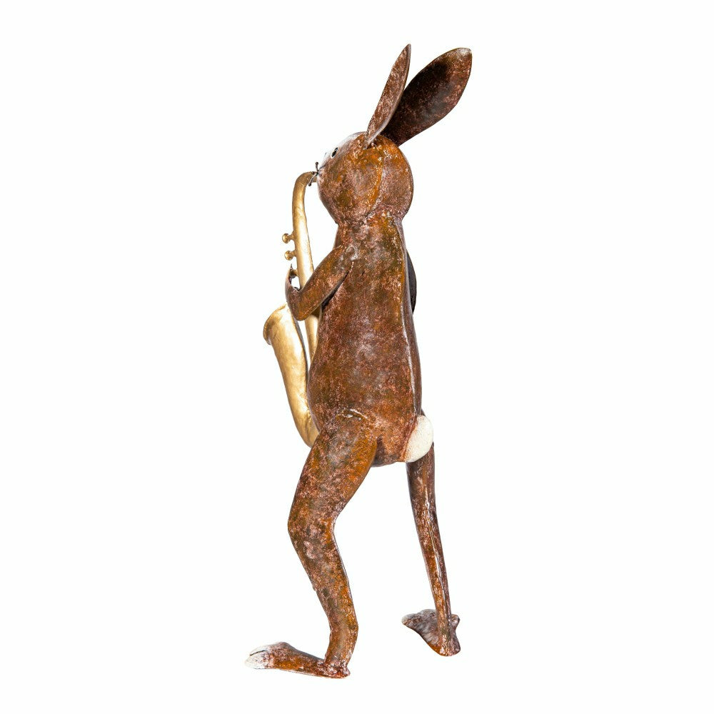 Plow & Hearth Saxophone Rabbit Garden Statue