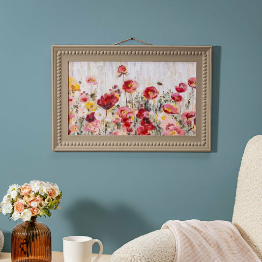 Plow & Hearth Petal & Plow Indoor Wall Decor, Wood, Flowers in Frame Wall Décor, 24"