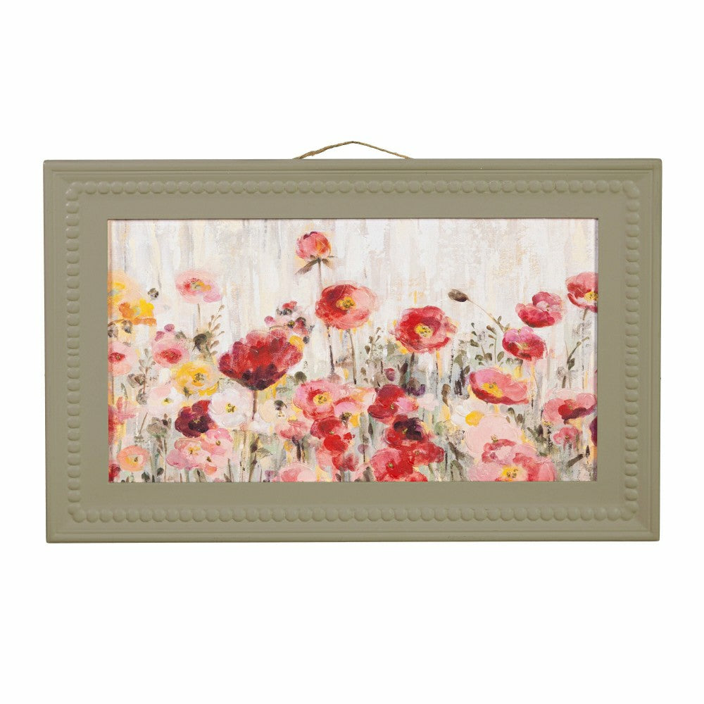 Plow & Hearth Petal & Plow Indoor Wall Decor, Wood, Flowers in Frame Wall Décor, 24"