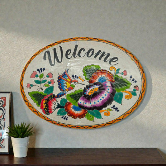 Plow & Hearth Colorful Talavera Welcome Plaque
