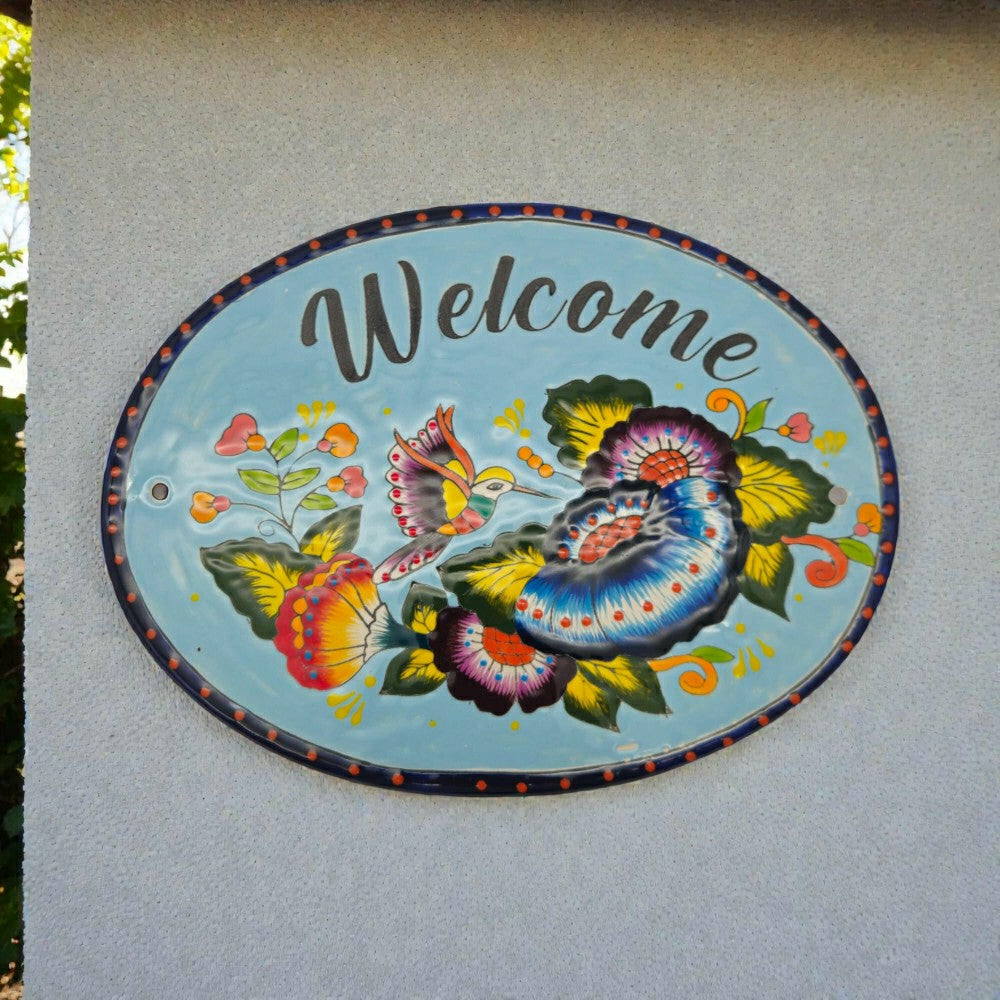 Plow & Hearth Colorful Talavera Welcome Plaque