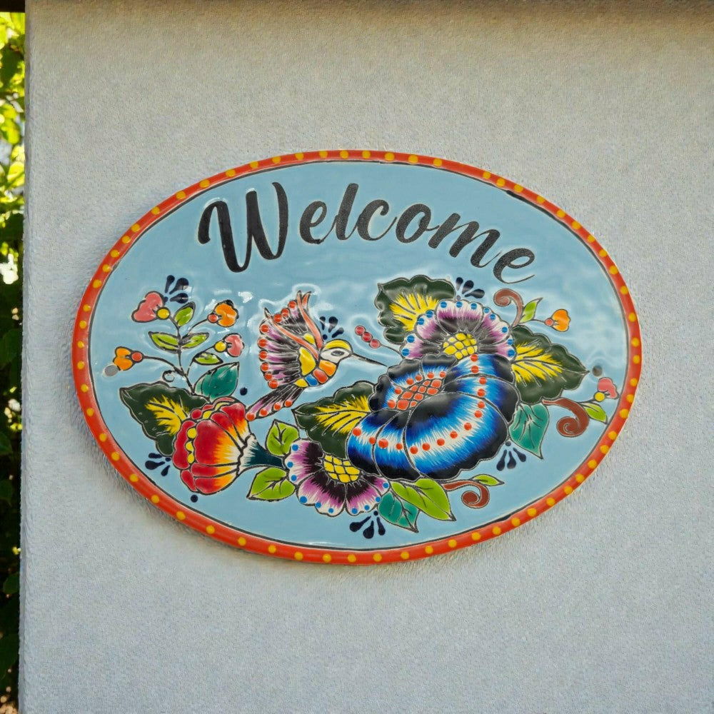 Plow & Hearth Colorful Talavera Welcome Plaque
