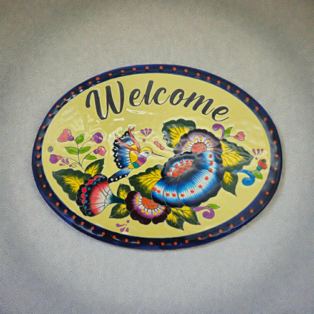 Plow & Hearth Colorful Talavera Welcome Plaque