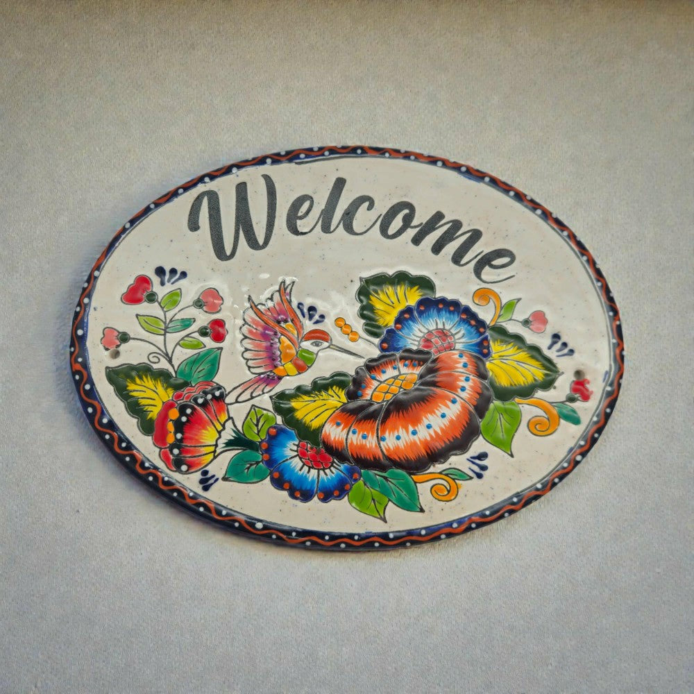 Plow & Hearth Colorful Talavera Welcome Plaque
