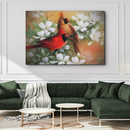 Plow & Hearth Cardinals on Dogwood Painting Canvas Wall Art