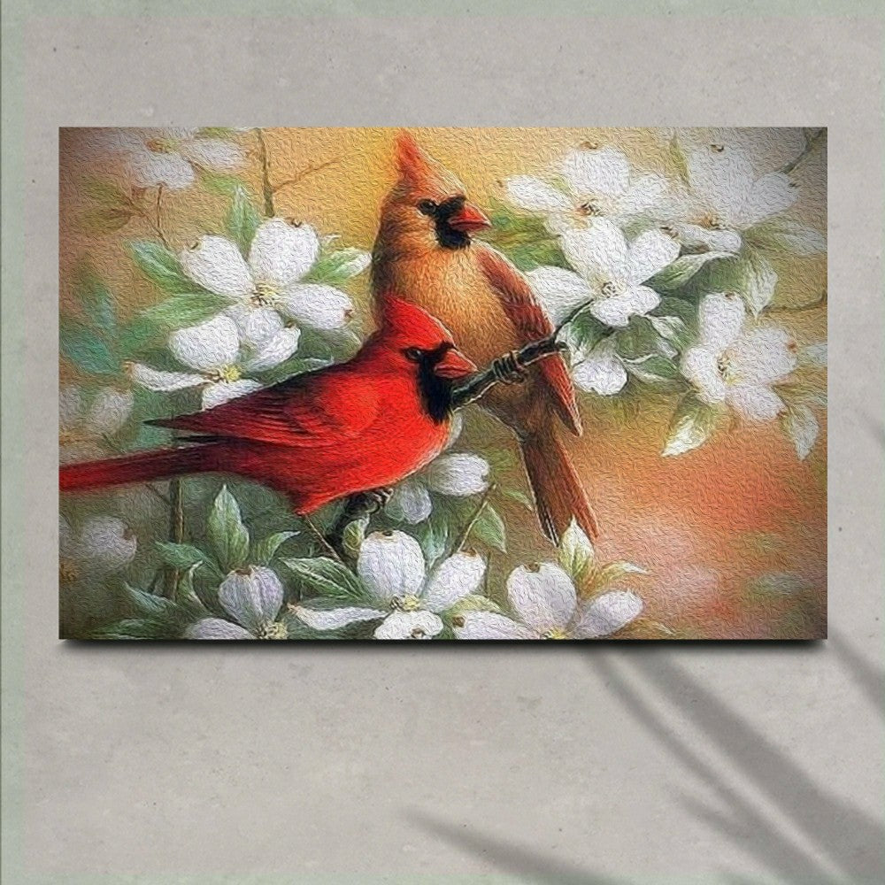 Plow & Hearth Cardinals on Dogwood Painting Canvas Wall Art