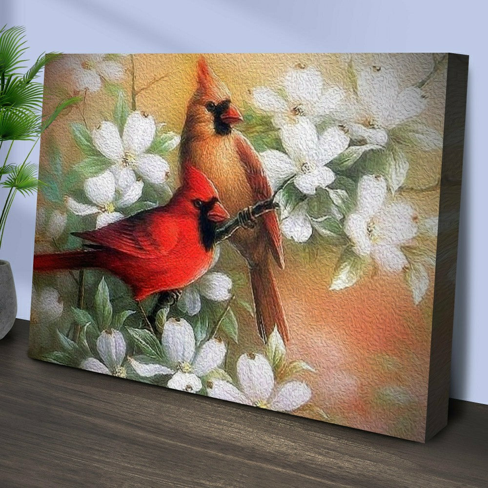 Plow & Hearth Cardinals on Dogwood Painting Canvas Wall Art
