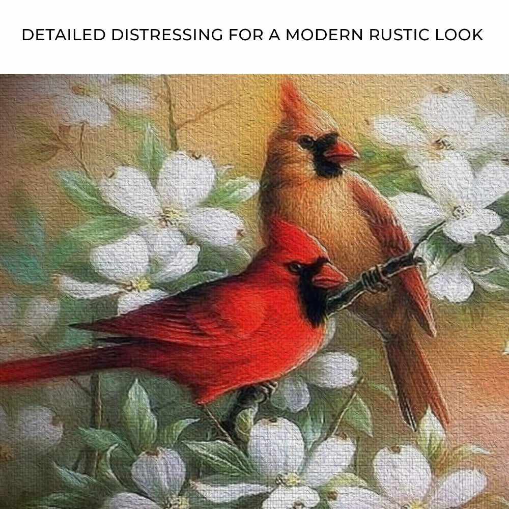 Plow & Hearth Cardinals on Dogwood Painting Canvas Wall Art