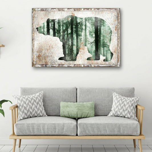 Plow & Hearth Animals Forest Bear Birch Canvas Wall Art