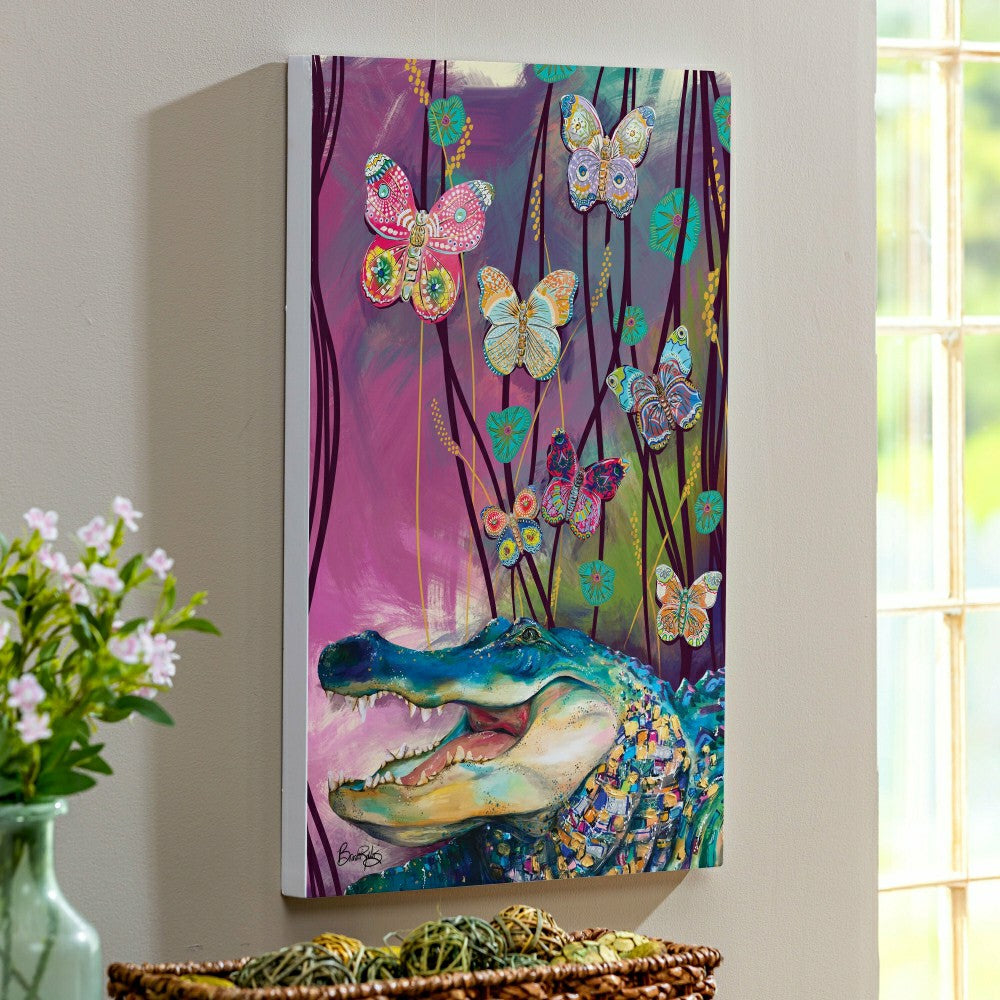 Plow & Hearth Seaside Retreat Indoor Wood Wall Décor, Alligator, 24"x16"