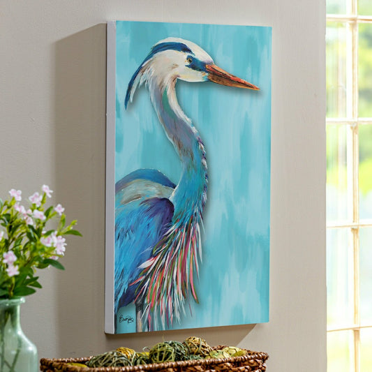 Plow & Hearth Seaside Retreat Indoor Wood Wall Décor, Heron, 24"x16"
