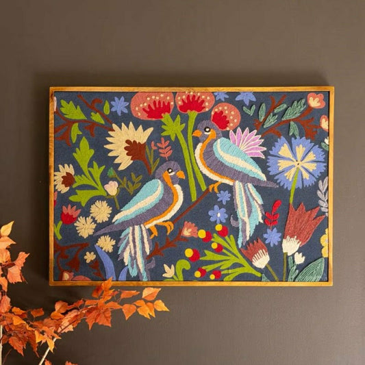 Plow & Hearth Framed Hand Hooked Art - Birds And Flowers