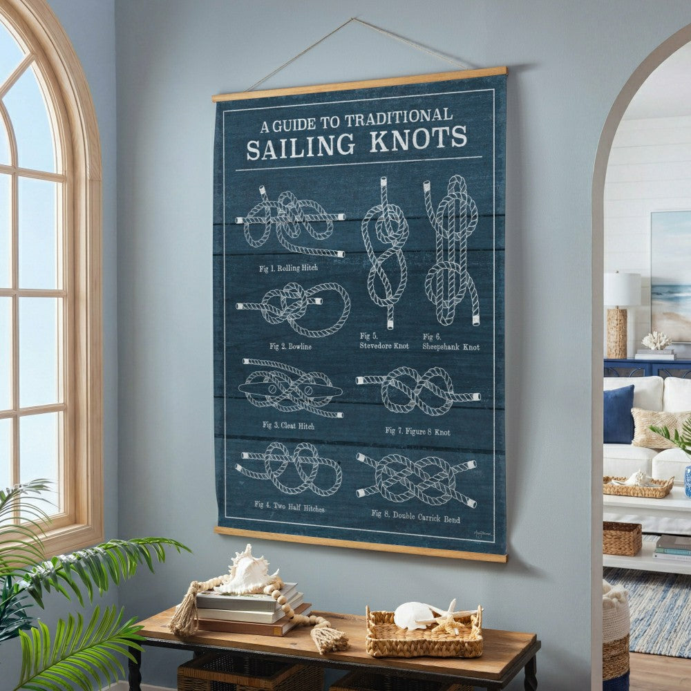 Plow & Hearth Seaside Retreat Indoor Wall Décor Canvas Tapestry, Sailing Knots