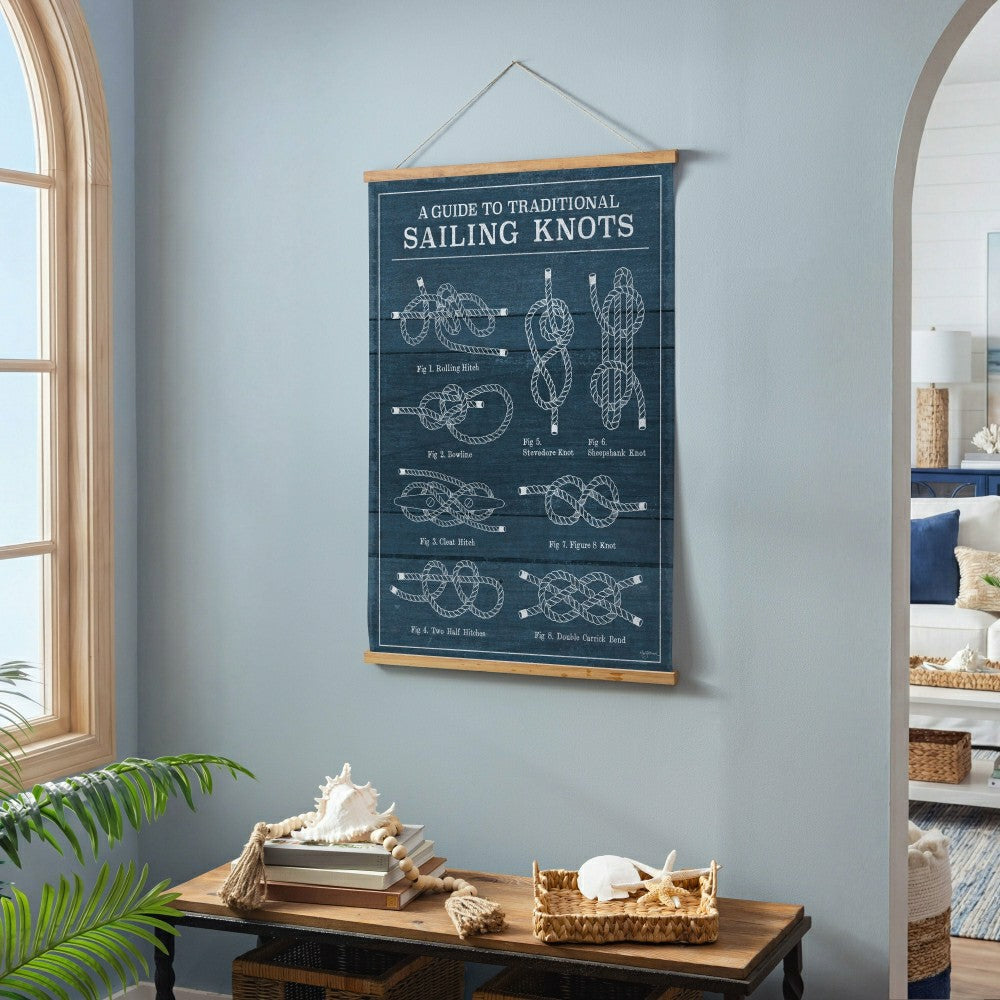 Plow & Hearth Seaside Retreat Indoor Wall Décor Canvas Tapestry, Sailing Knots