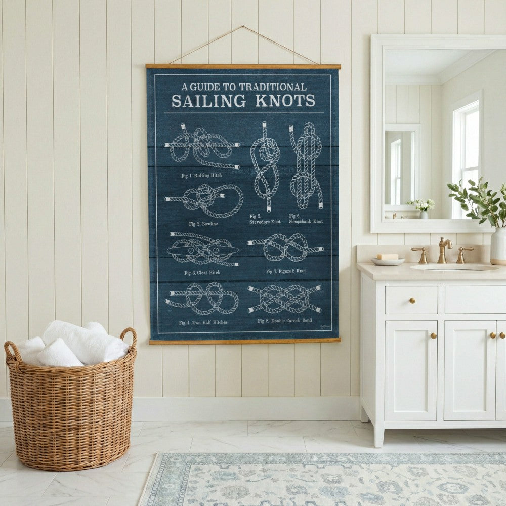 Plow & Hearth Seaside Retreat Indoor Wall Décor Canvas Tapestry, Sailing Knots