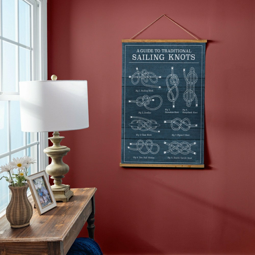 Plow & Hearth Seaside Retreat Indoor Wall Décor Canvas Tapestry, Sailing Knots