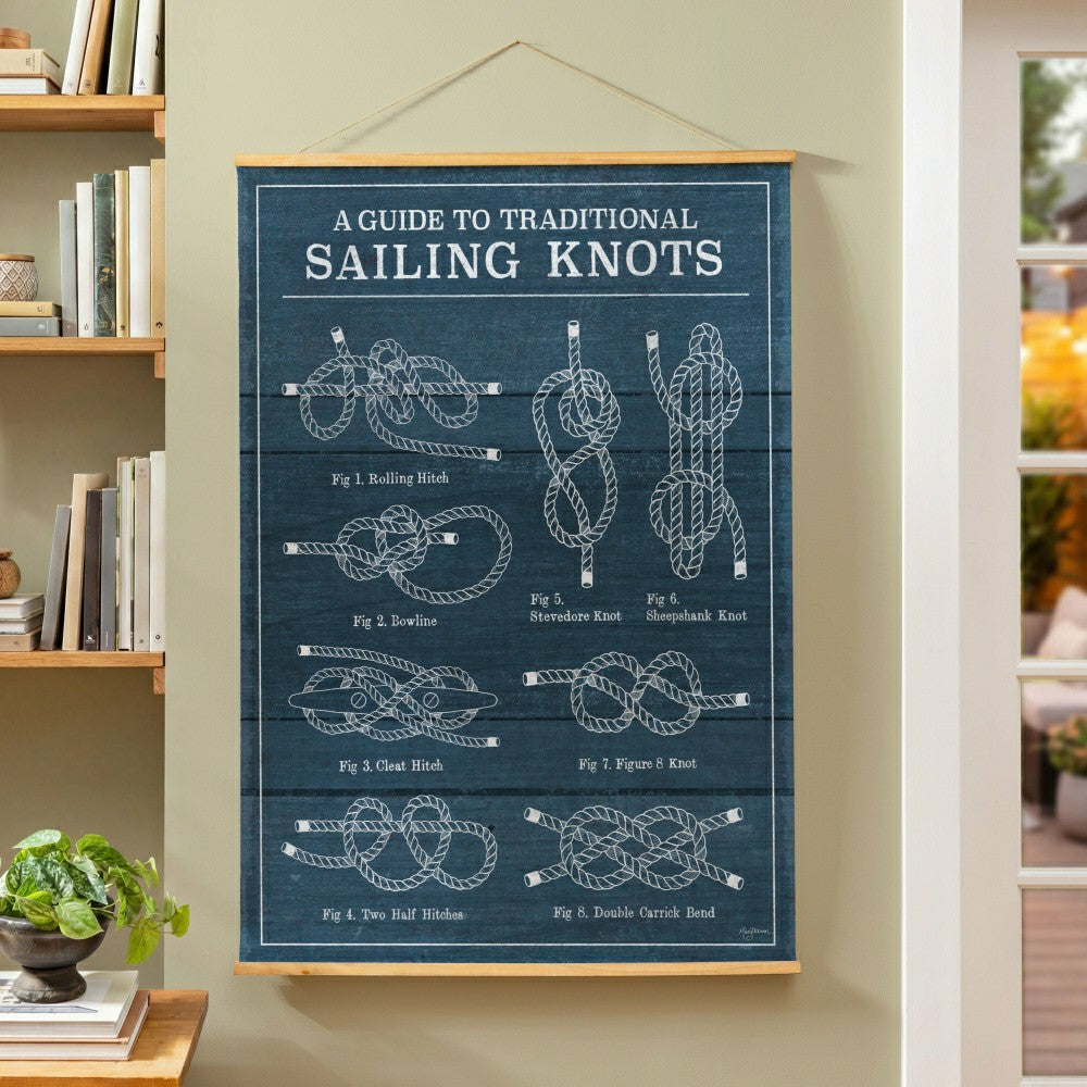 Plow & Hearth Seaside Retreat Indoor Wall Décor Canvas Tapestry, Sailing Knots