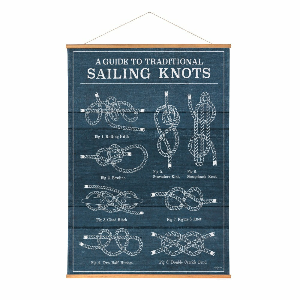 Plow & Hearth Seaside Retreat Indoor Wall Décor Canvas Tapestry, Sailing Knots