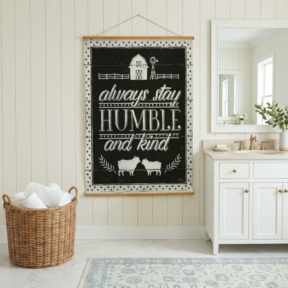 Plow & Hearth Heart of the Home, Indoor Wall Décor Canvas Tapestry, Always Stay Humb