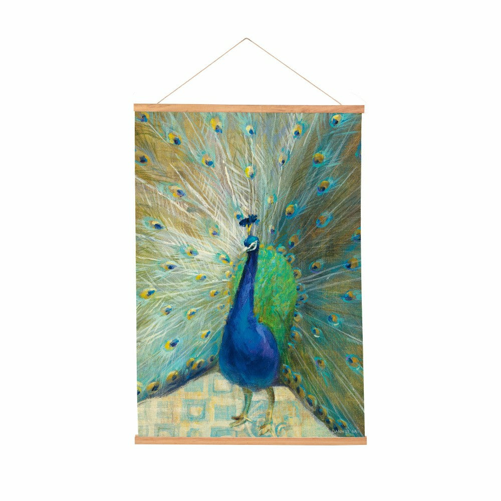 Plow & Hearth Seaside Retreat Indoor Wall Décor Canvas Tapestry, Peacock
