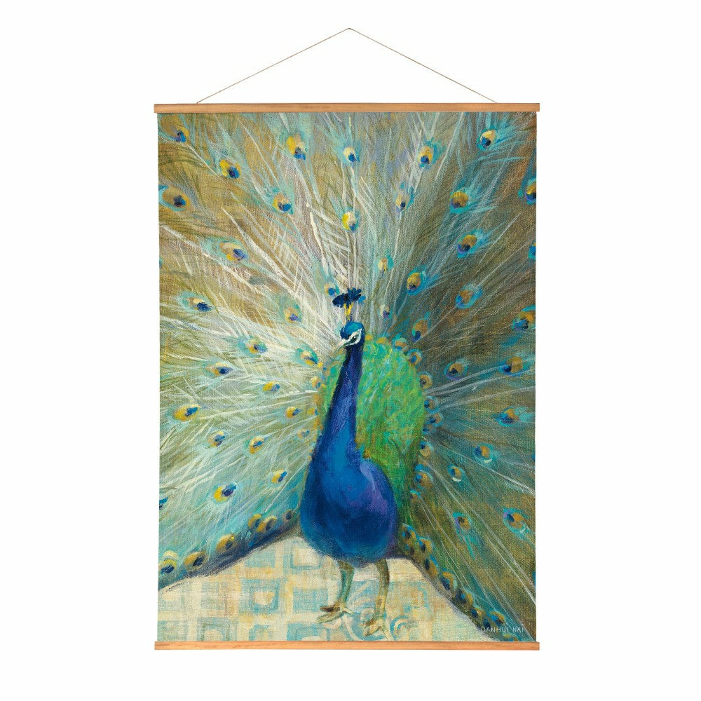 Plow & Hearth Seaside Retreat Indoor Wall Décor Canvas Tapestry, Peacock