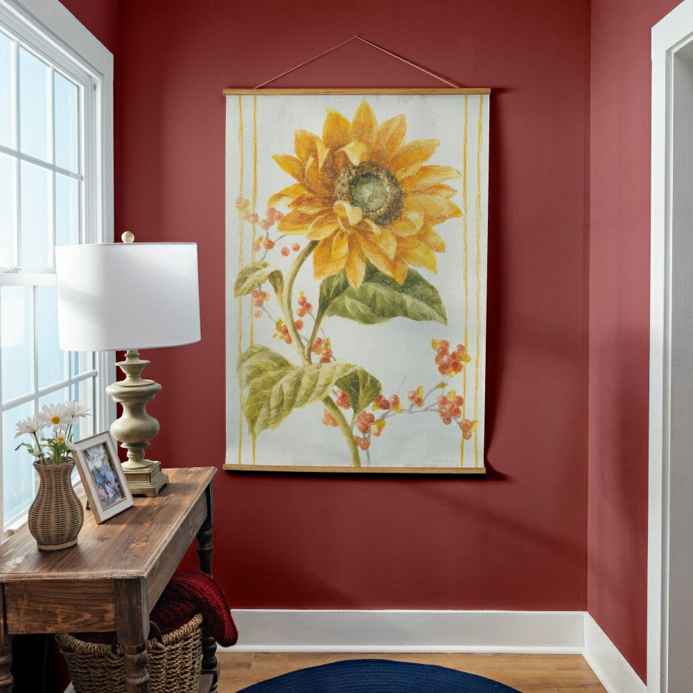 Plow & Hearth Hillside Pasture Indoor Wall Décor Canvas Tapestry, Sunflower