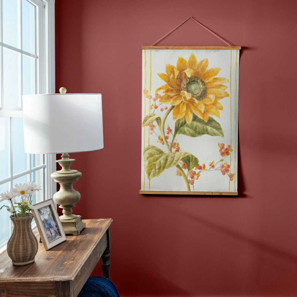 Plow & Hearth Hillside Pasture Indoor Wall Décor Canvas Tapestry, Sunflower