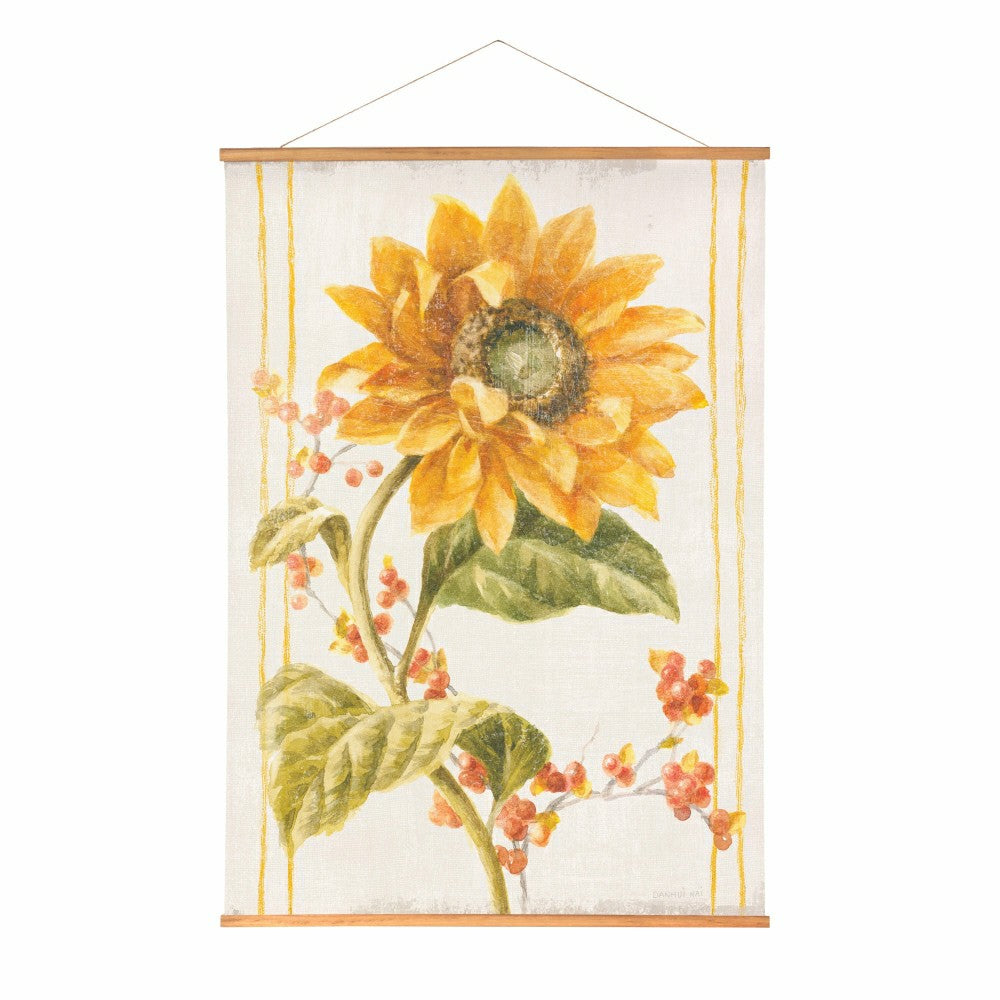Plow & Hearth Hillside Pasture Indoor Wall Décor Canvas Tapestry, Sunflower