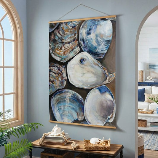 Plow & Hearth Seaside Retreat Indoor Wall Décor Canvas Tapestry, Shells