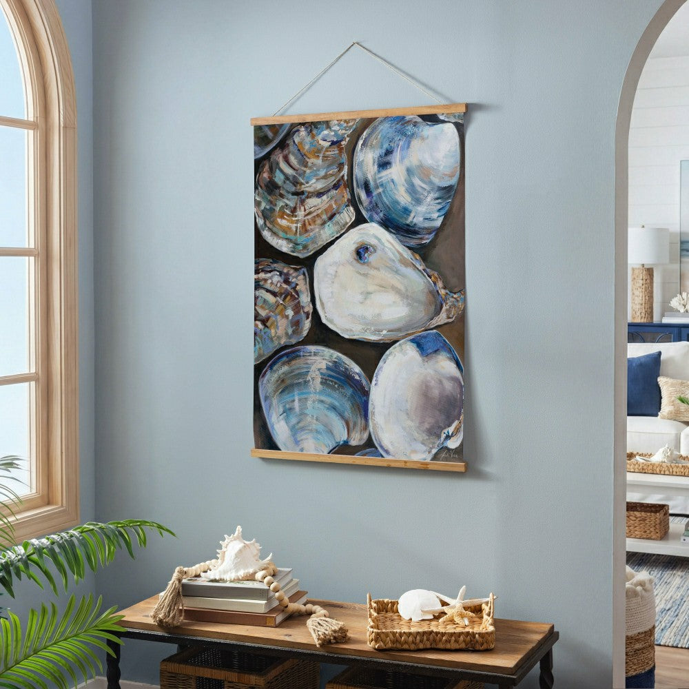 Plow & Hearth Seaside Retreat Indoor Wall Décor Canvas Tapestry, Shells