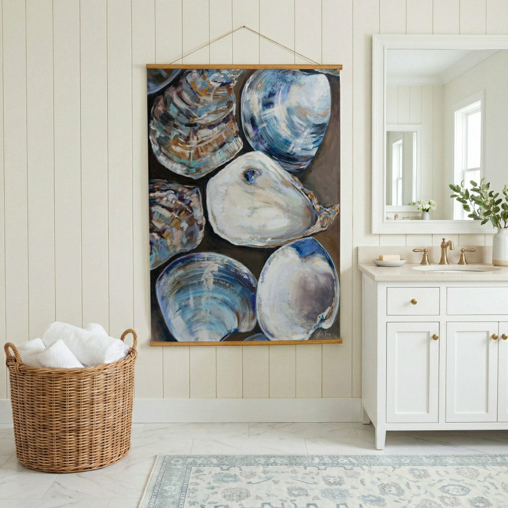 Plow & Hearth Seaside Retreat Indoor Wall Décor Canvas Tapestry, Shells